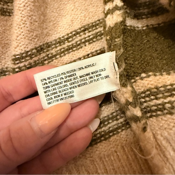 Knox Rose Women's Size Large Long Sleeve Open Front Cardigan Olive Striped - Picture 6 of 9